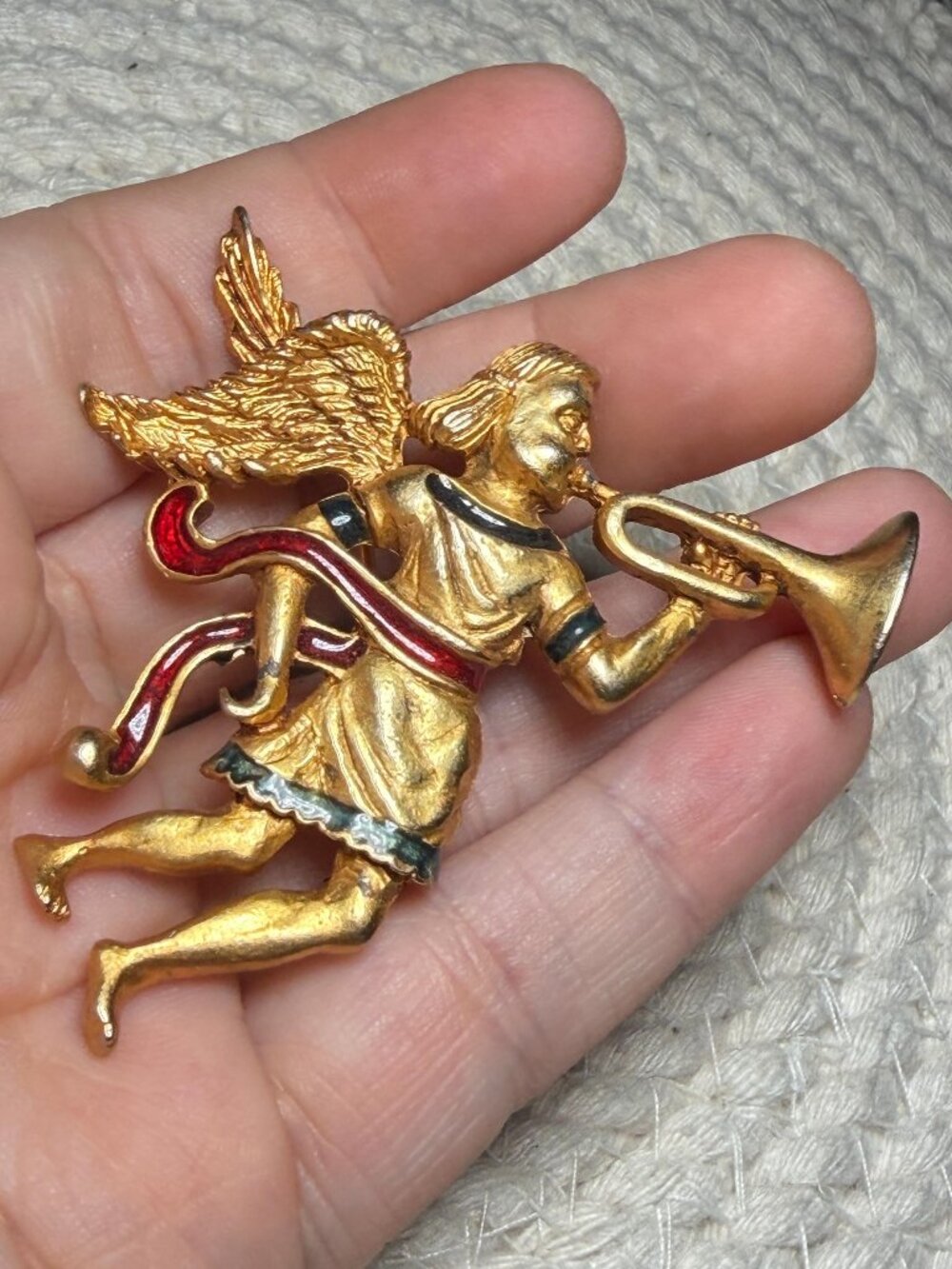 Museum of American Folk Art Angel Trumpet Vintage Brooch 1994 Made USA